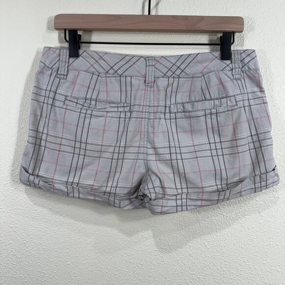 Y2k Aeropostale Gray Pink Plaid Cuffed Shorts Whimsy Twee Preppy Coquette 5 6 - Picture 2 of 5